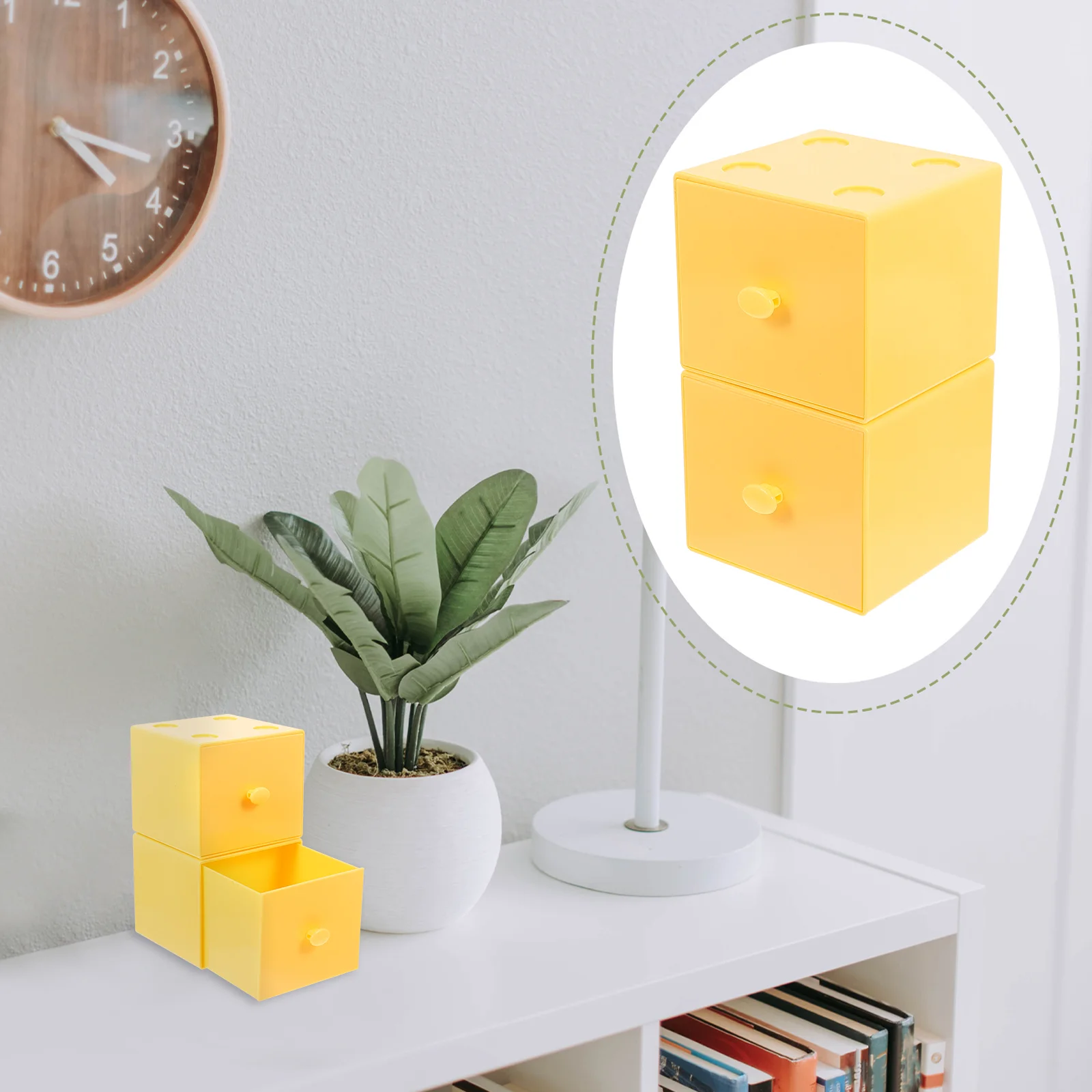 

2pcs Stackable Multi-functional Dresser Desk Stackable Organizer Drawers Drawer Type Storage Box Jewelry Case