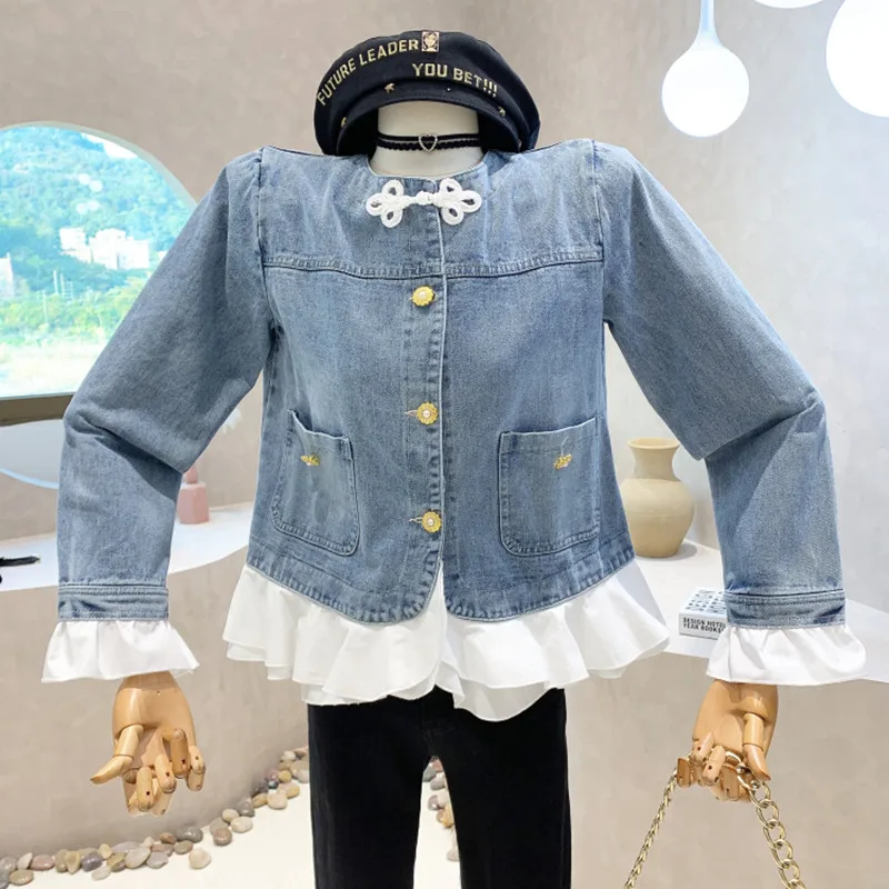 

New Women's Clothing 2022 Spring Casual versatile Long sleeve loose single breasted short denimTop jacket cardigan femme blouses