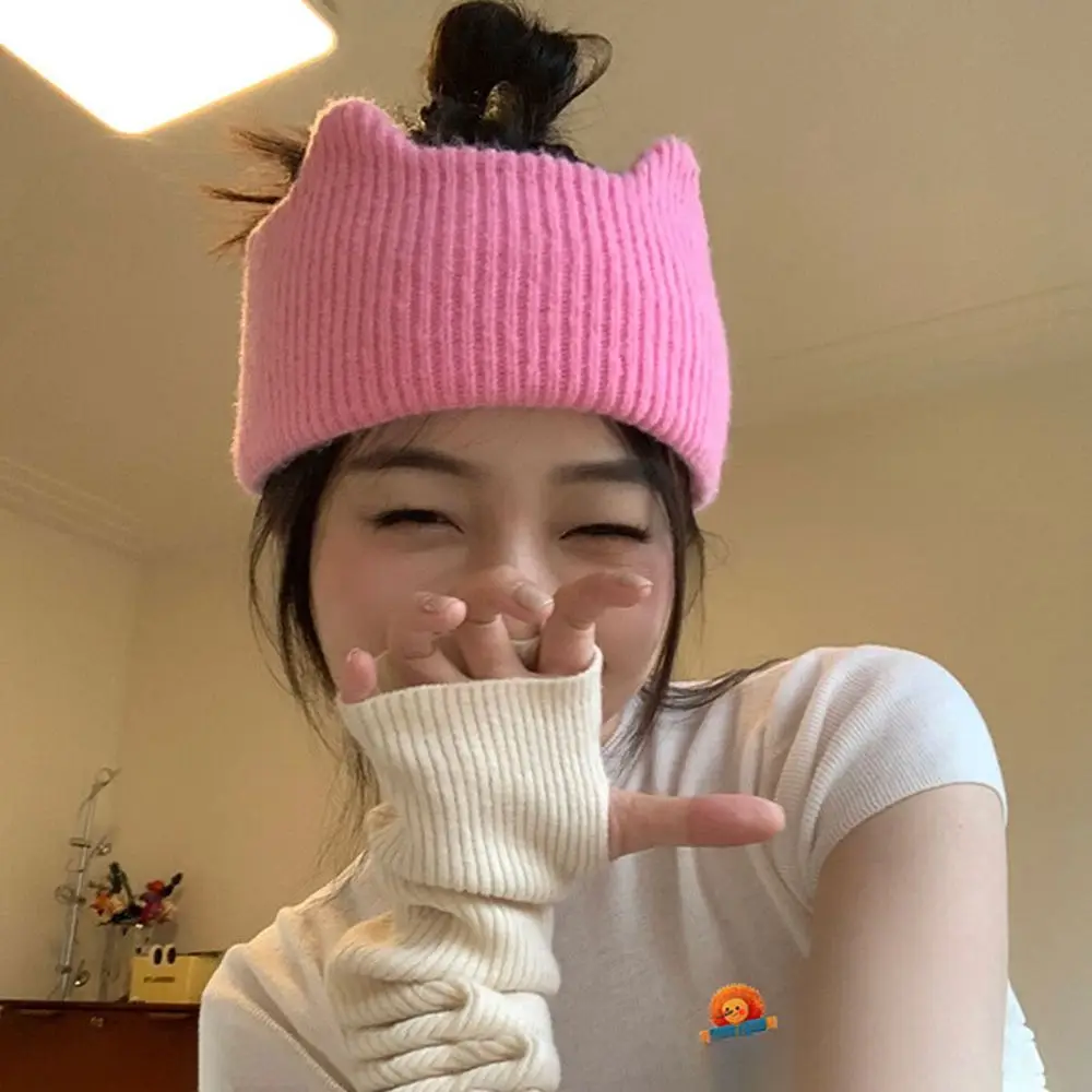 

Lovely Fashion Cat Ears Knitted Headband Elastic Comfortable Wide Hair Hoop Comfortable Soft Sports Face Wash Hair Bands