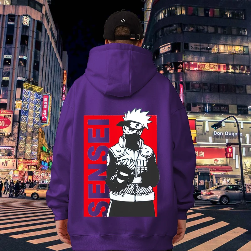 Новинка 2024 толстовка с капюшоном Наруто Hatake Kakashi модным принтом для мужчин и