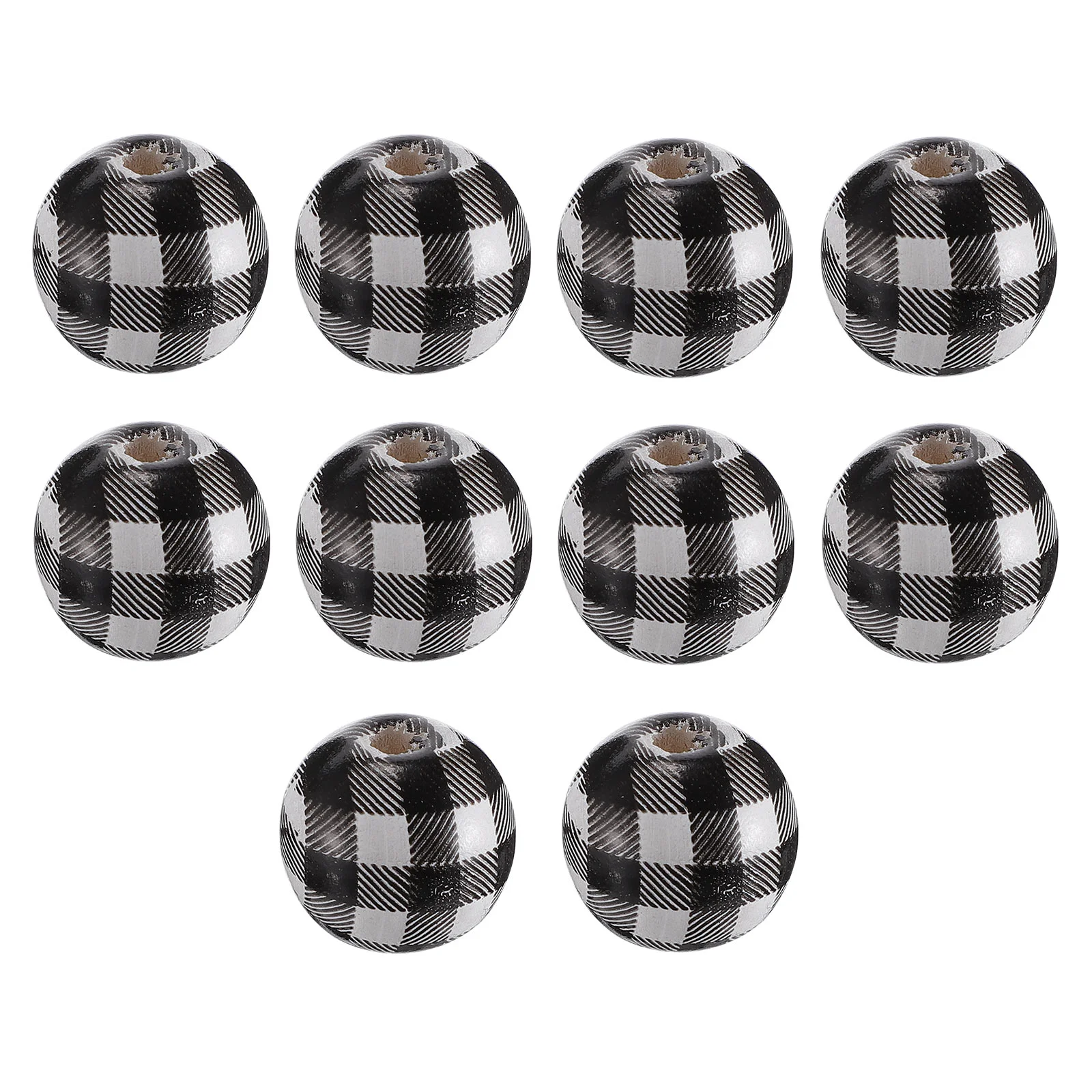 

Beads Bead Wood Christmas Plaidplain Spacer Wooden Buffalo Crafts Jewelry Bracelet Making Round Garland Loose Farmhouse Necklace