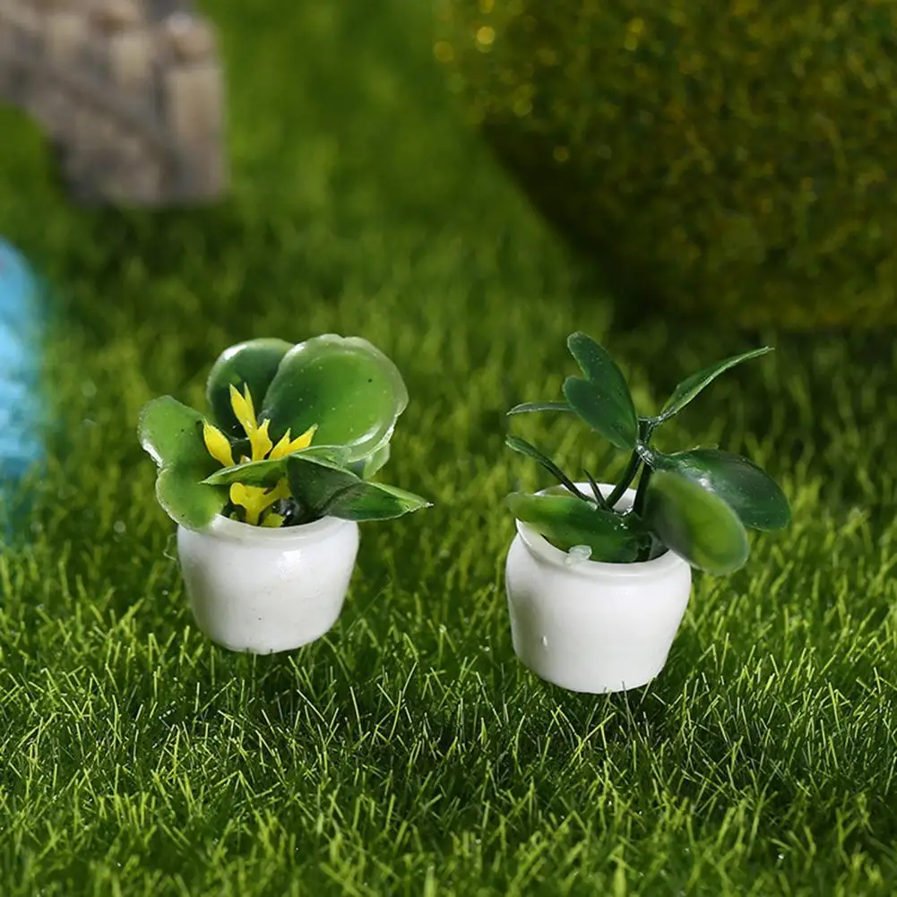 

Compact 1 Set Cute Fairy Garden Mini Potted Plant Figurine Realistic Shape Mini Potted Plant Figurine Vivid for Backyard
