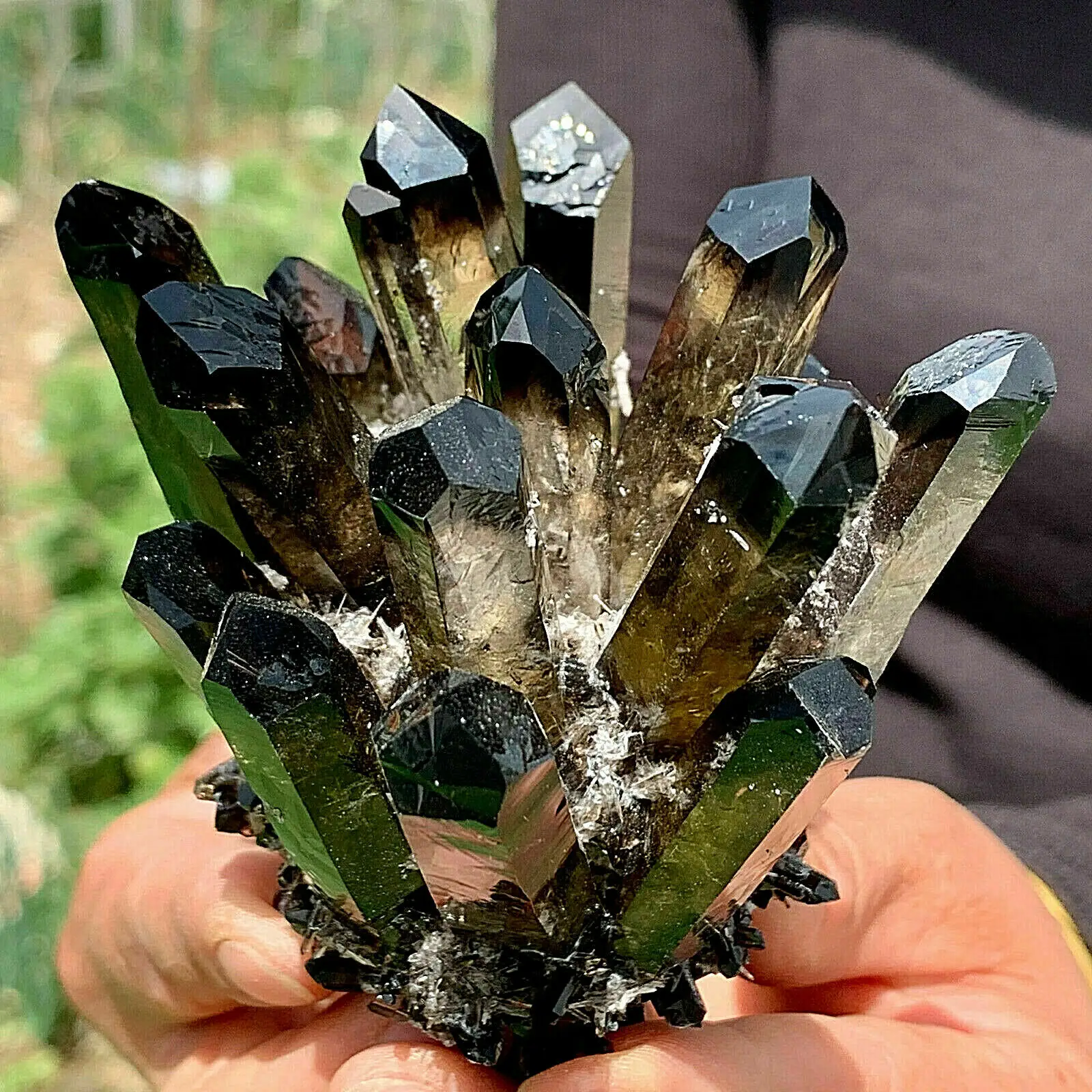 

Beautiful Natural Black Smoky Quartz Crystal Cluster Mineral Healing Spirit Energy Home Office Aquarium Decoration Gift