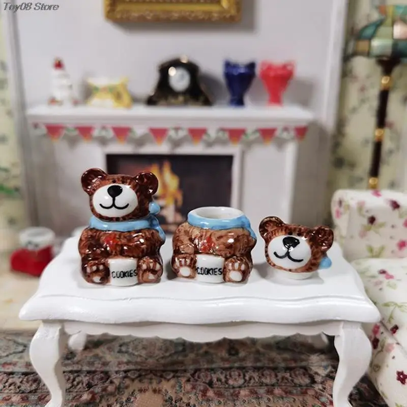 

1Pc Ceramics 1:12 Dollhouse Miniature Cute Candy Jar Candy Bottle Model Doll Decor Toy 2.3x2.8cm