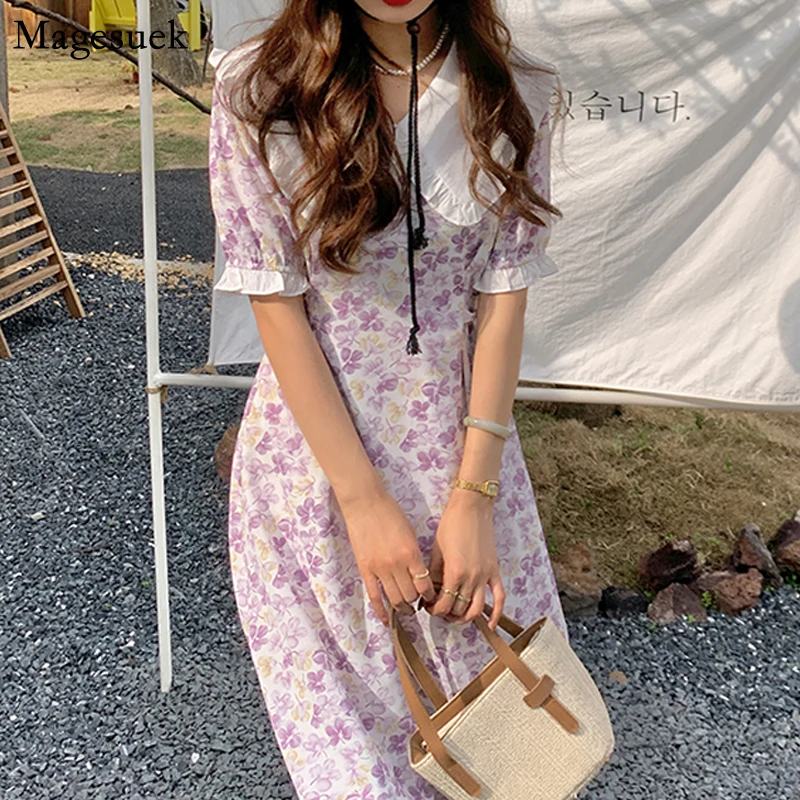 

Fashion Elegant Floral Dress Women Party Chiffon Slim Print Dresses Casual Short Sleeve Summer Beach Elegant Dress Vestido 22173