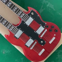 in stock double sg style double neck 12 string double string 6 string lead electric guitar red mahogany available by order