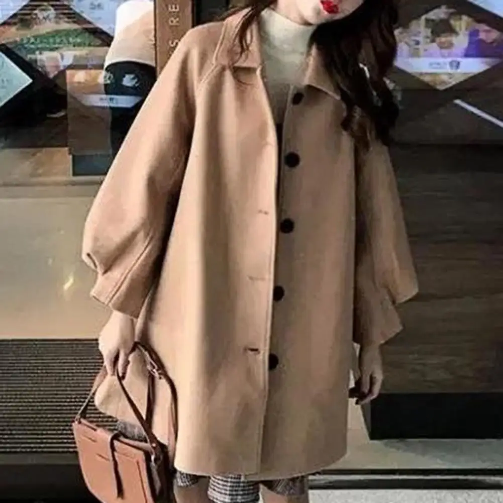 

Women Overcoat Long Sleeve Winter Overcoat Anti-pilling Lapel Women Overcoat