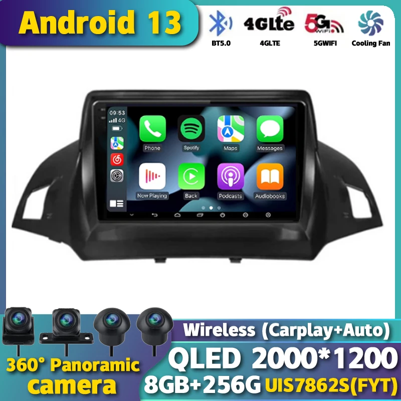 

Android 13 For Ford Kuga Escape 2013 - 2016 Auto Carplay Car Radio Multimedia Video Player Navigation GPS Stereo 4G WIFI DSP BT