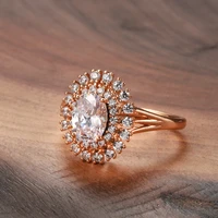new big oval cut natural zircon ring for women 585 rose gold wedding bride ring fashion high quality daily fine jewelry 2022