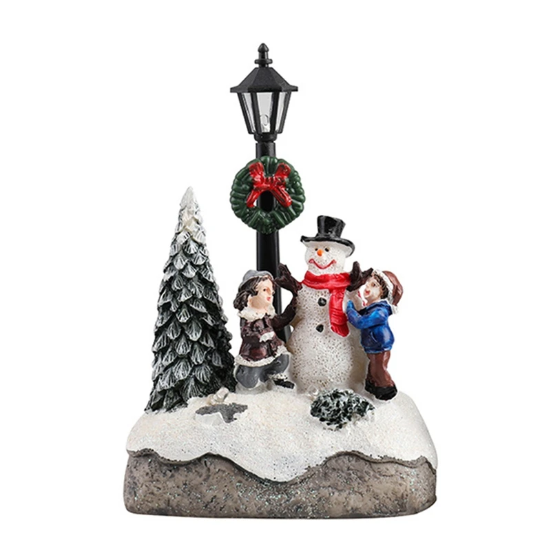 

Рождественские светящиеся миниатюрные уличные фонари, скульптура из смолы, куклы, украшения для дома, праздничные детские подарки