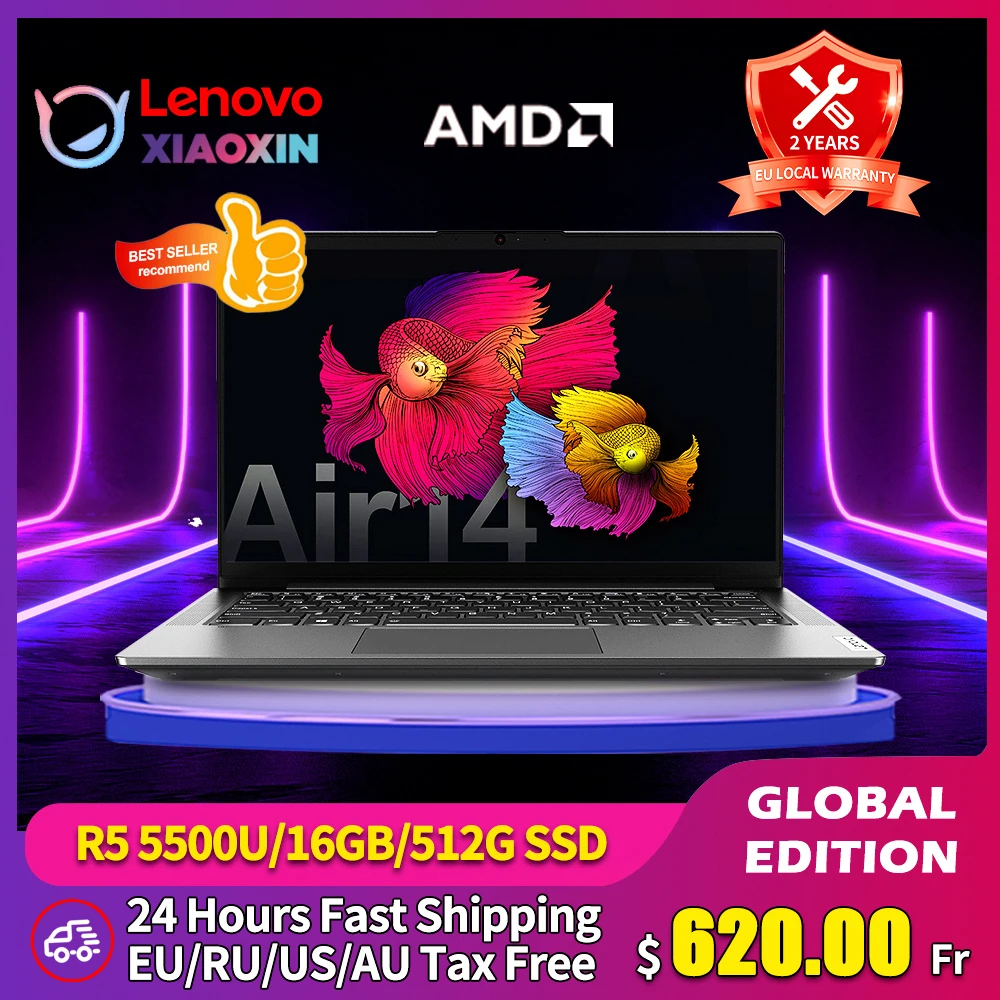 

Lenovo Xiaoxin Air 14 AMD Ryzen 5-5500U 16GB RAM 512GB SSD 14 Inch Notebook 100% RGB 8/16GB RAM 512G SSD Computer