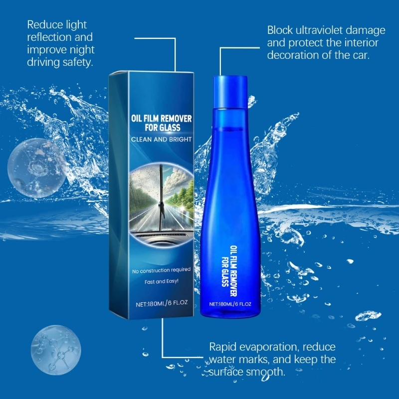 Очиститель для удаления масляной пленки с автомобильного стекла уменьшает