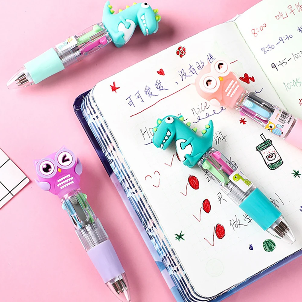 4 Colors Cartoon Animal Ballpen Multicolor Ballpoint Pen Cute Mini Pens Novelty Student Gifts Office School Writing Supplies images - 6