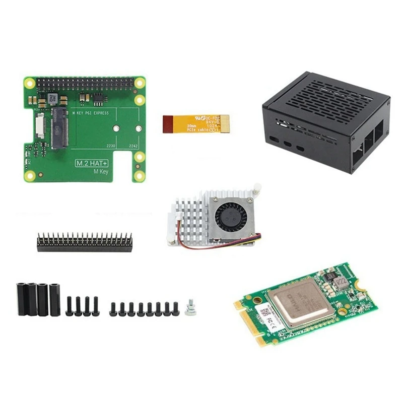 Для Raspberry Pi 5 AI Kit M.2 HAT + модуль ускорения Hailo Al воздуходувка чехол 13 TOPS Gen3 для