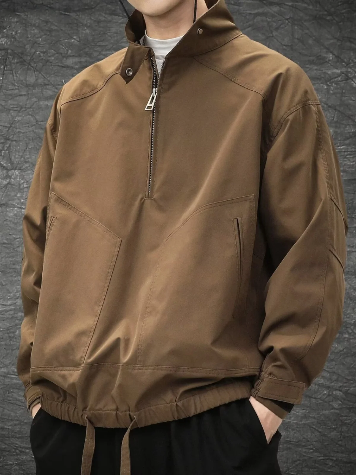 Весенне-осенне-зимняя американская винтажная полузастежка-молния карго-топ