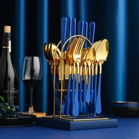 western kitchen tablewar household spoon and fork gold luxury food tableware dining table decoration platos vajilla tableware