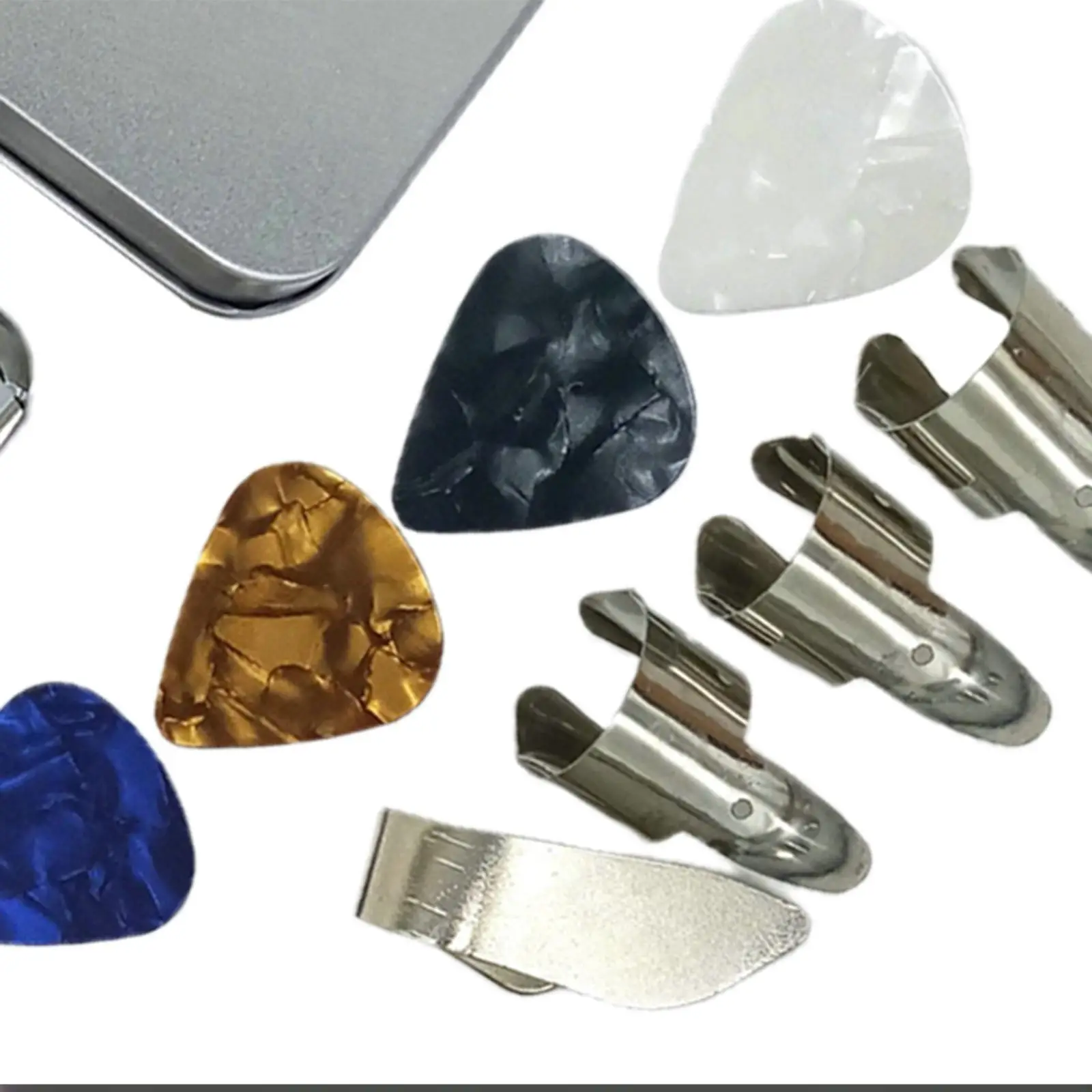 

14Pcs Slide Bar Guitar Lap Slide with Iron Case Finger Tubes for Guitar Hawaii Guitar Instrument Parts Replacements