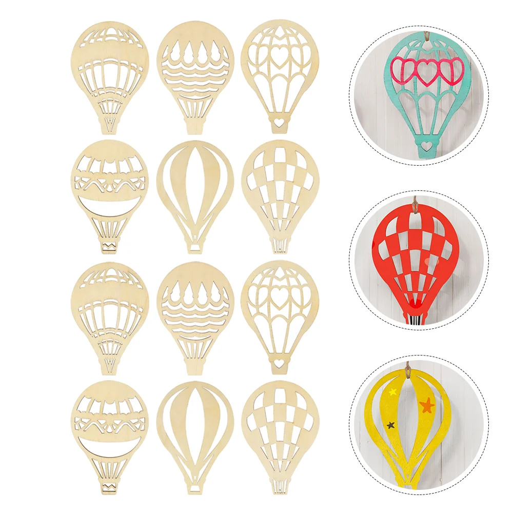 

10 Set of Creative Wood Hot Air Balloon Shapes Slices Wooden Cutouts for DIY Crafts Painting