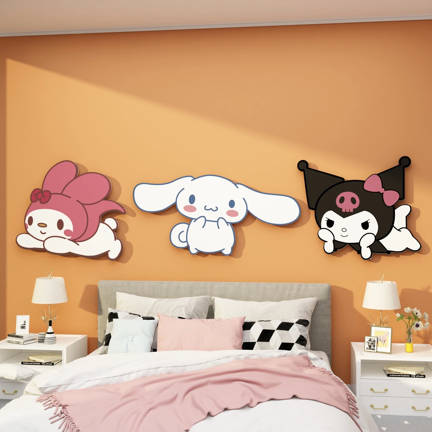 

Kawaii Sanrios Cinnamoroll Melody Kuromi Wall Sticker Girls Room Sticker Painting Decoration Bedroom Bedside Background Sticker