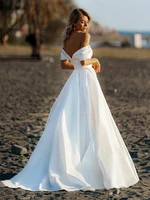wedding dressesretro new white satin sweetheart backless off shoulder chic bridal dress sexy princess elegant long customizable