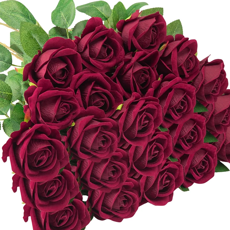 

Искусственные бархатные розы, 24 штуки