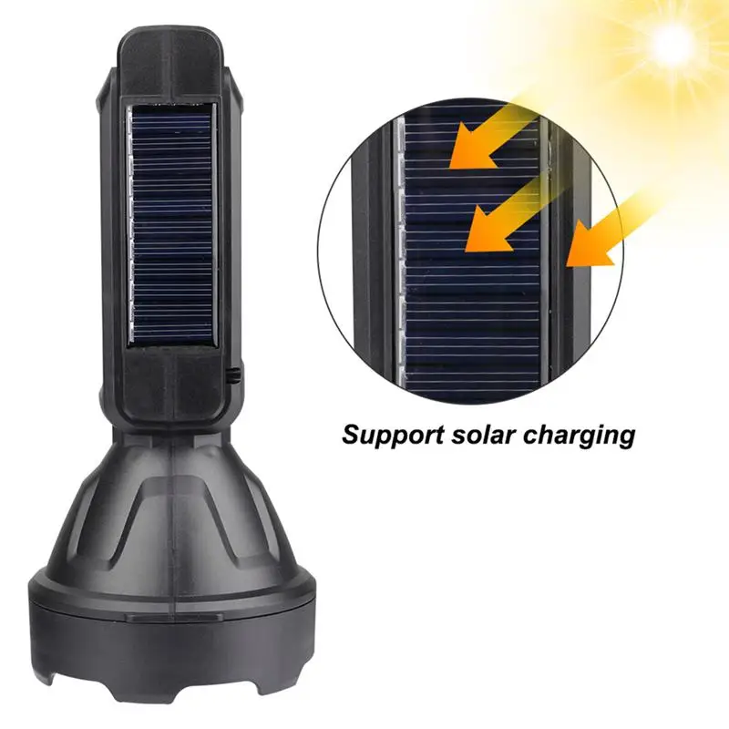 usb solar rechargeable flashlight phone charger super bright led portable spotlights life waterproof searchlight cob lamp free global shipping