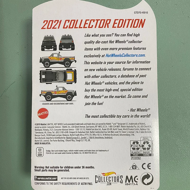 Hot Wheels 2021 Коллекционная версия 1980 DODGE MACHO POWER WAGON 1/64 коллекция литых строительных