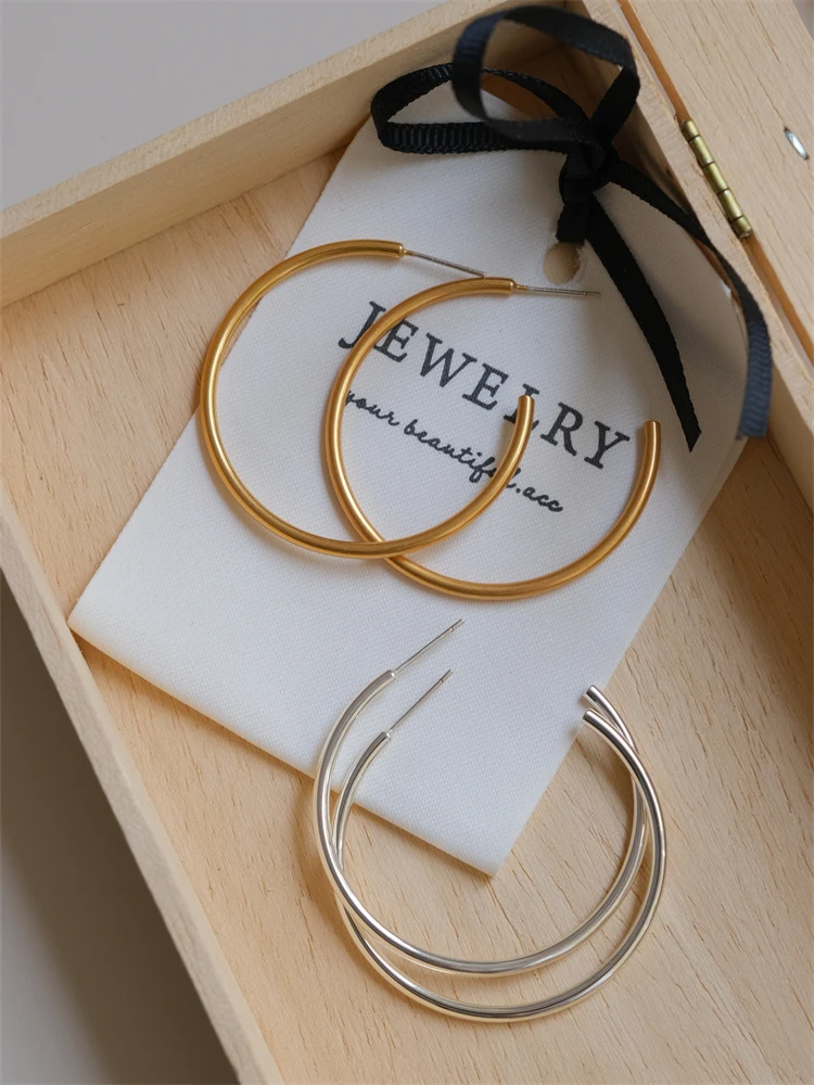 Thin Earrings Minimalist Retro Gold Big Ring Cold Sle Silver Needle Europea...