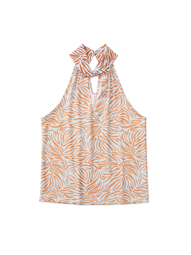 

2022 Summer Women Blouses Shirts Tops Fashion Print Satin Sleeveless Loose Female Sweet Street Top Clothing Blusas