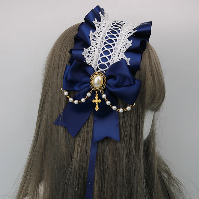 

Women Girl's Plush Cat Ears Ribbon Bell Lolita Gothic Ruffles Lace Headband Maid Cosplay Hair Hoop Cute Accessories