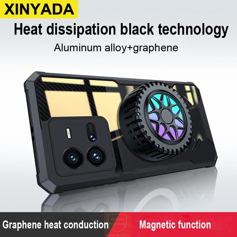 

Чехол для Vivo iQOO 11 Pro, чехол с радиатором и охлаждающим вентилятором для Vivo iQOO 9 10 Pro iQOO11, чехол с графеновым рассеиванием тепла, бампер