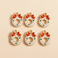10pcs cute small enamel christmas wreath charms for making diy pendants necklaces earrings handmade bracelets jewelry findings