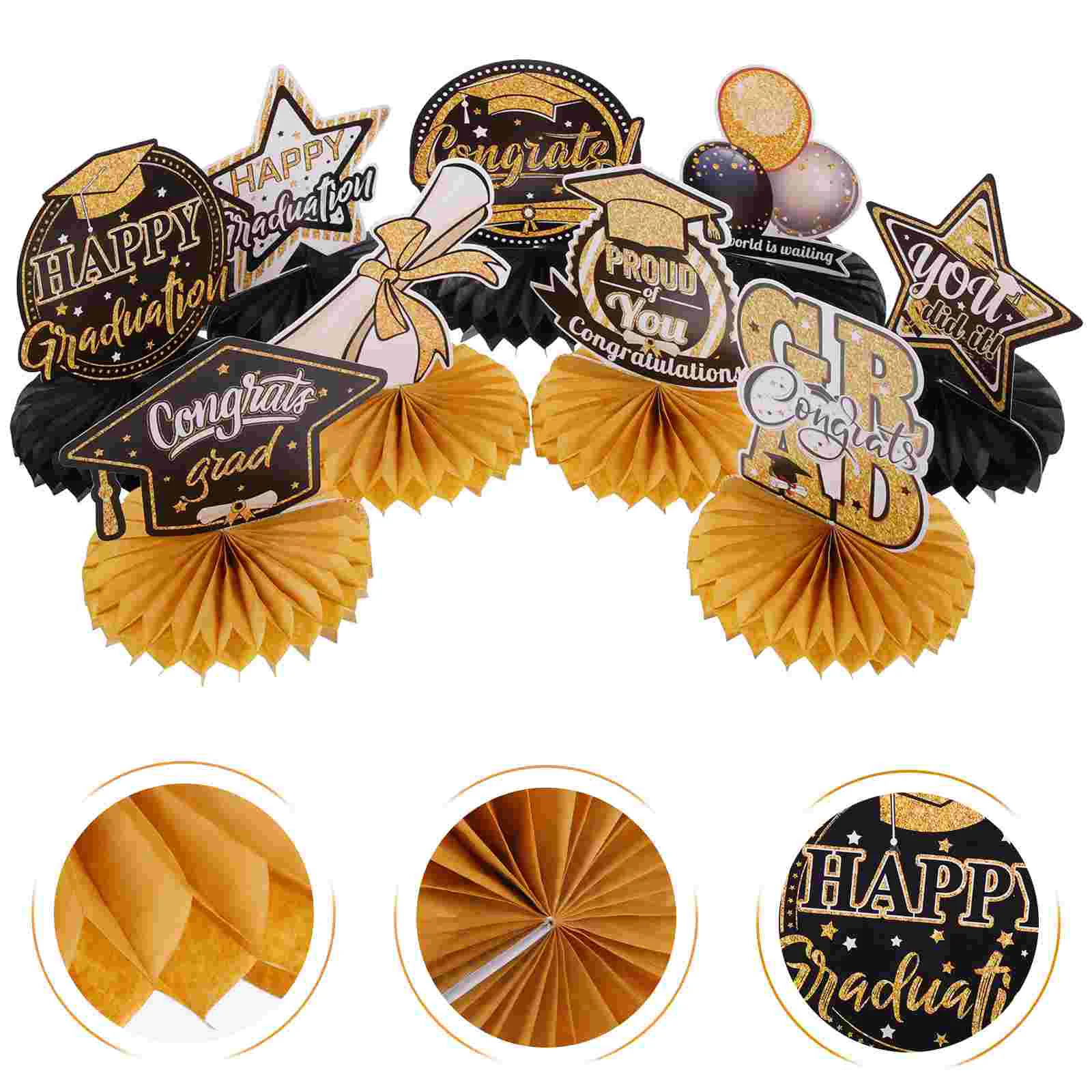 

Graduation Party Table Grad Honeycomb Decor Centerpieces Decorations Class Congrats Supplies Paper Toppers Favors Ornaments Cap