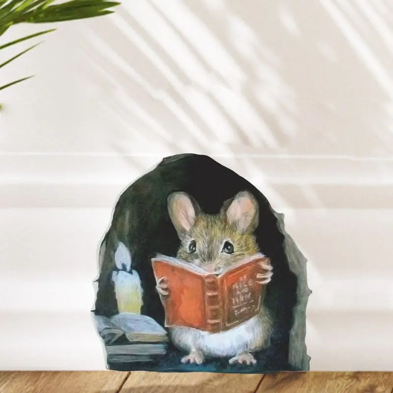 

3D Cartoon Mouse Reading Wall Sticker Kids Room Home Decoration Mural Living Room Bedroom Removable Funny Rats Stickers