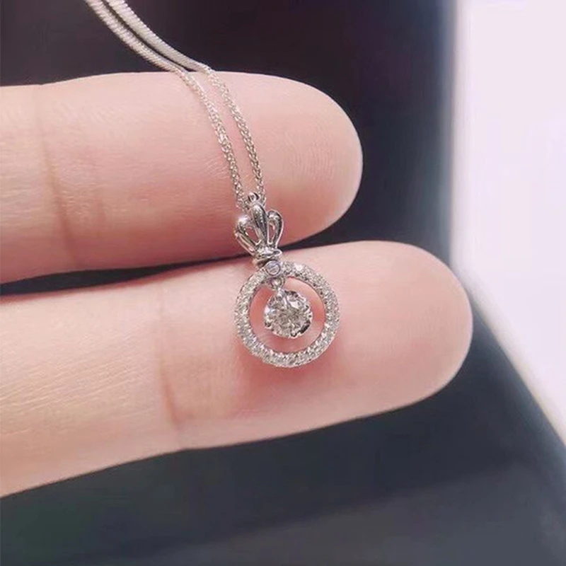 

Dainty Crown Shaped Pendant Necklace Anniversary Birthday Gift for Women Temperament Sweet Necklace New Jewelry Drop Ship