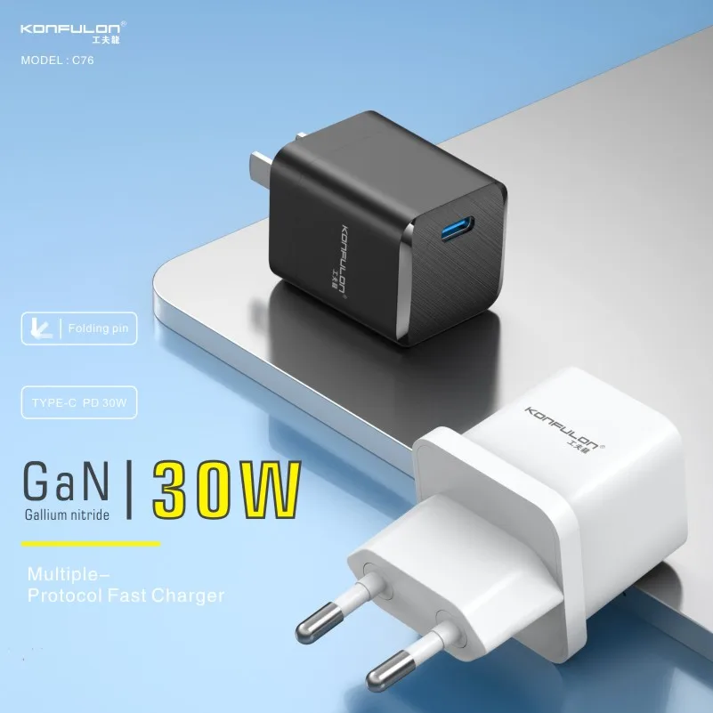 

GaN PD 30W Fast Charge Portable Wall Charger Type C Charging EU/US Plug Quick Charger For iPhone 14 13 Pro Huawei Xiaomi Samsung