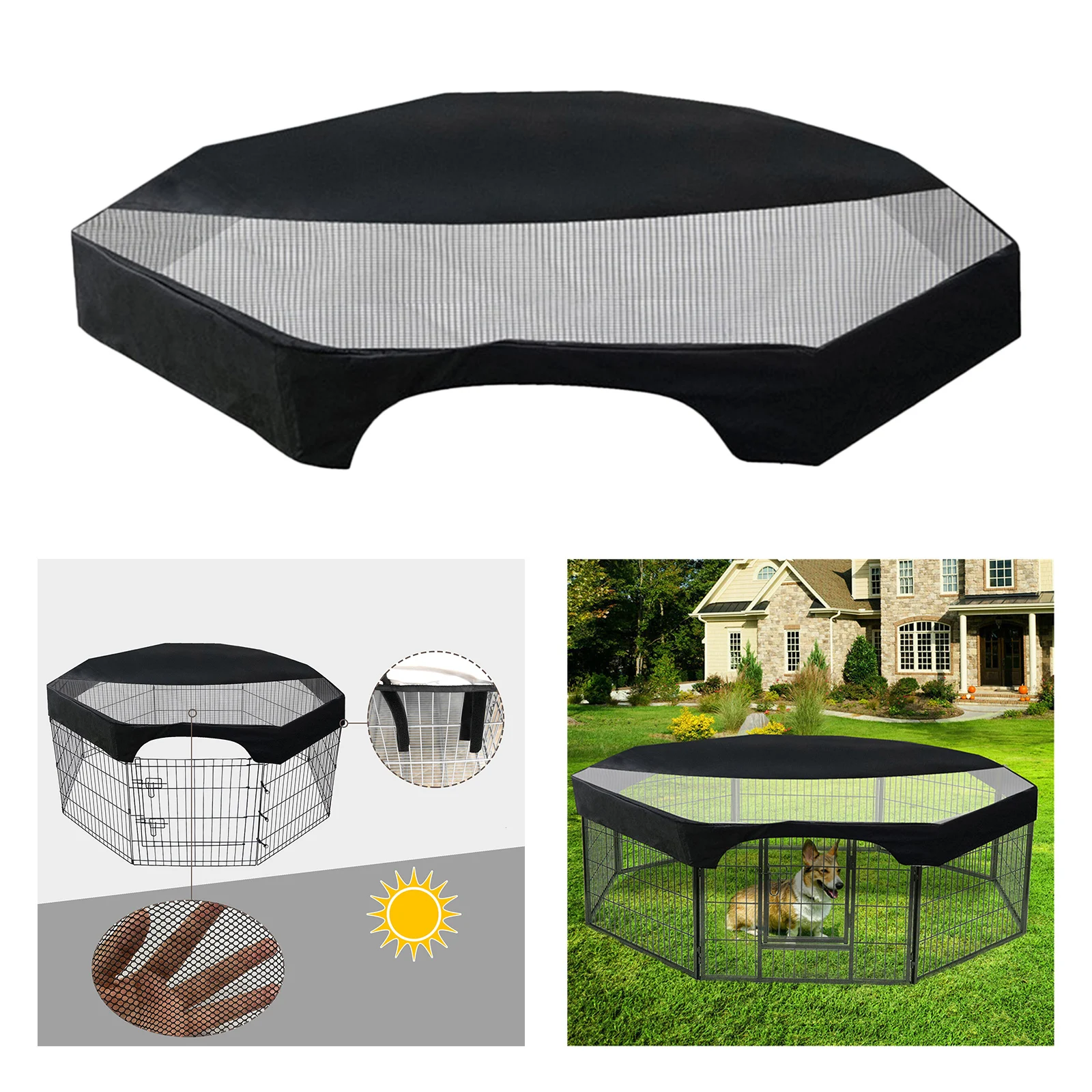 

1 piece Heavy Duty Pet Exercise Shaded Octagonal Enclosure for Cats and