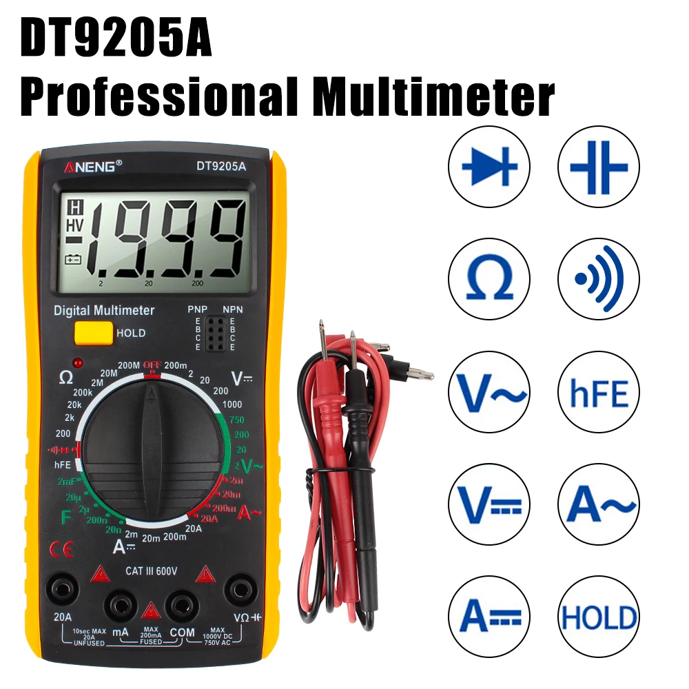 

Measure Tool With Bazzer HFE Diode AC Professional DC Tester Multimeter Multimeter Voltage Current Resistance Capacitance