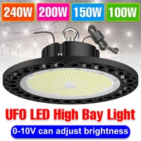 220v industrial lamp led high bay light ufo garage ceiling lamp 100w 150w 200w 240w light bulbs warehouse commercial lighting
