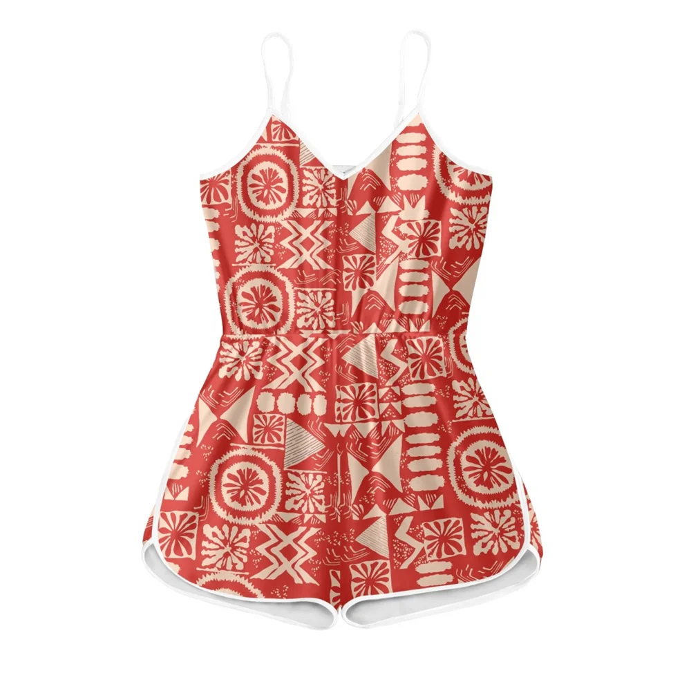 

Женский короткий комбинезон на бретелях-спагетти с принтом