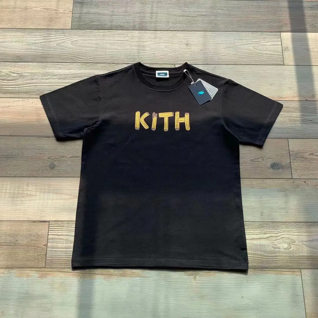 Our Store Has Launched a Trendy Brand KITH Pure Cotton Round Neck Fun Match Letter Printed Men and women's Summer T-shirt