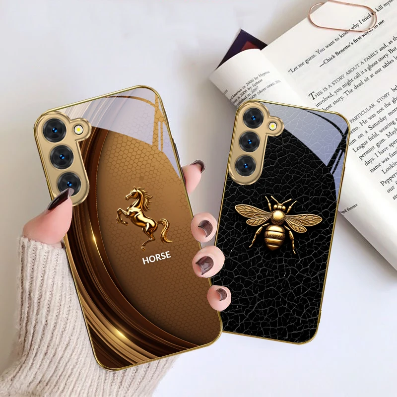 Фото Чехол Cuibi Golden Eagle из золотого стекла для Samsung Galaxy S26 S20 FE S21 S22 S23 Plus S24 Ultra S25 Ultra S21 25 S22Plus №4