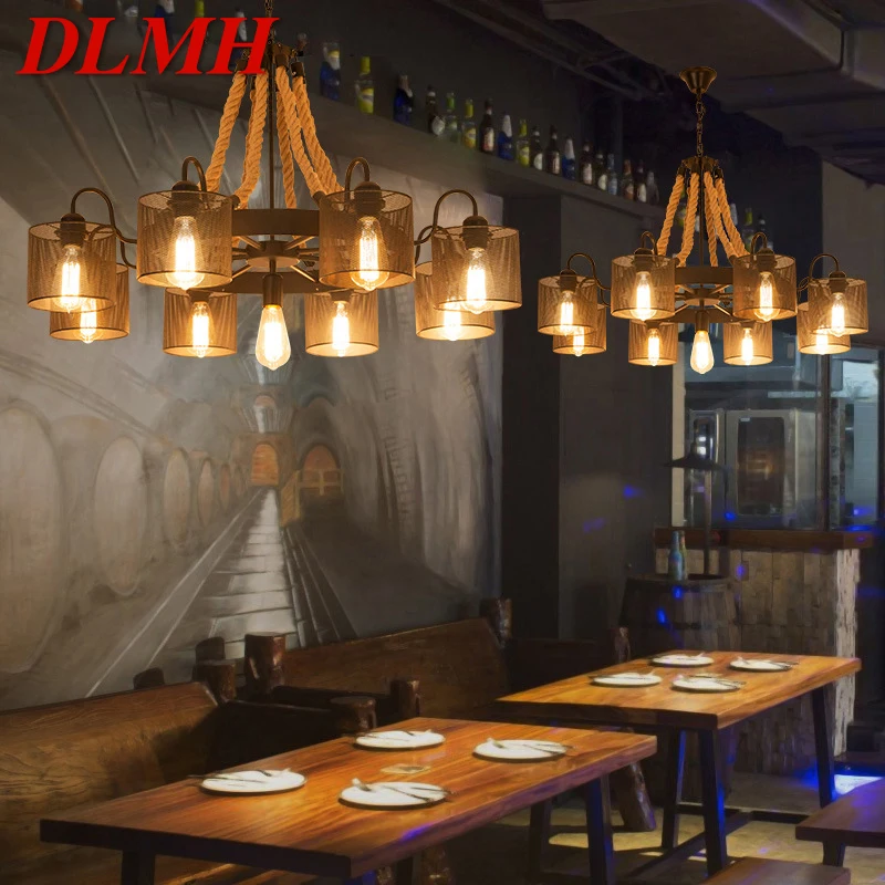 

DLMH American Style Retrohemp Rope Chandelier Nostalgic Loft Industrial Style Internet Cafe Restaurant Hot Pot Shop Pendant