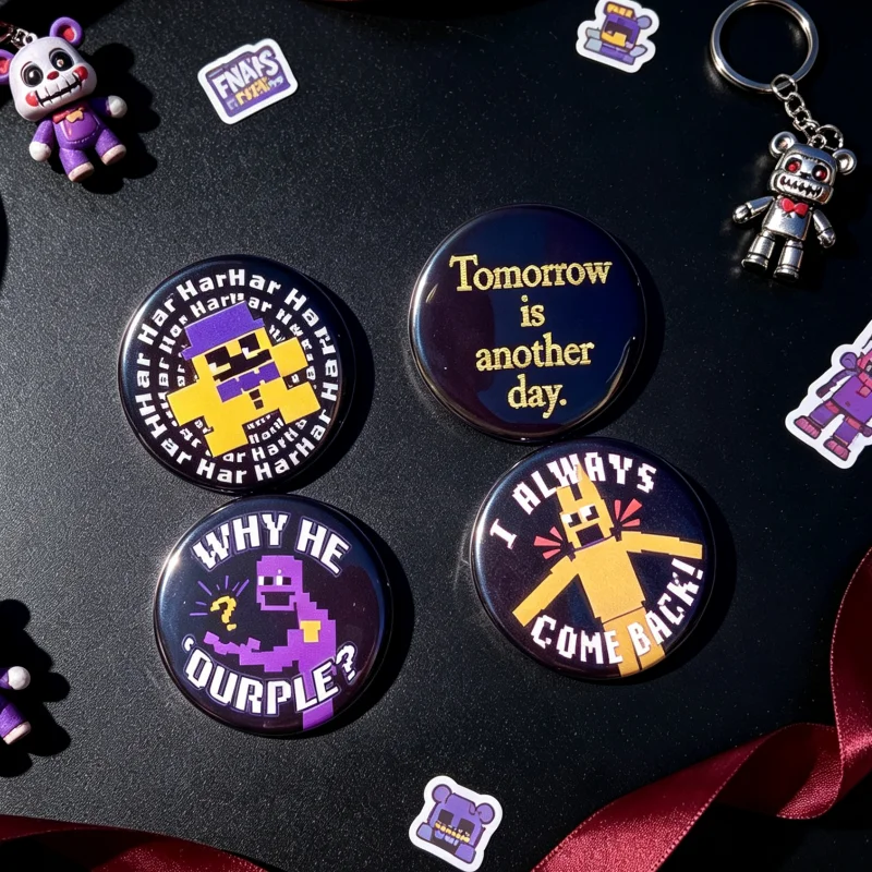 Фото Набор значков FNAF Afton Family, аксессуар для косплея по игре Five Nights at Freddy's, украшение для итабэга, коллекционный подарок для фанатов хоррор-игр. №3