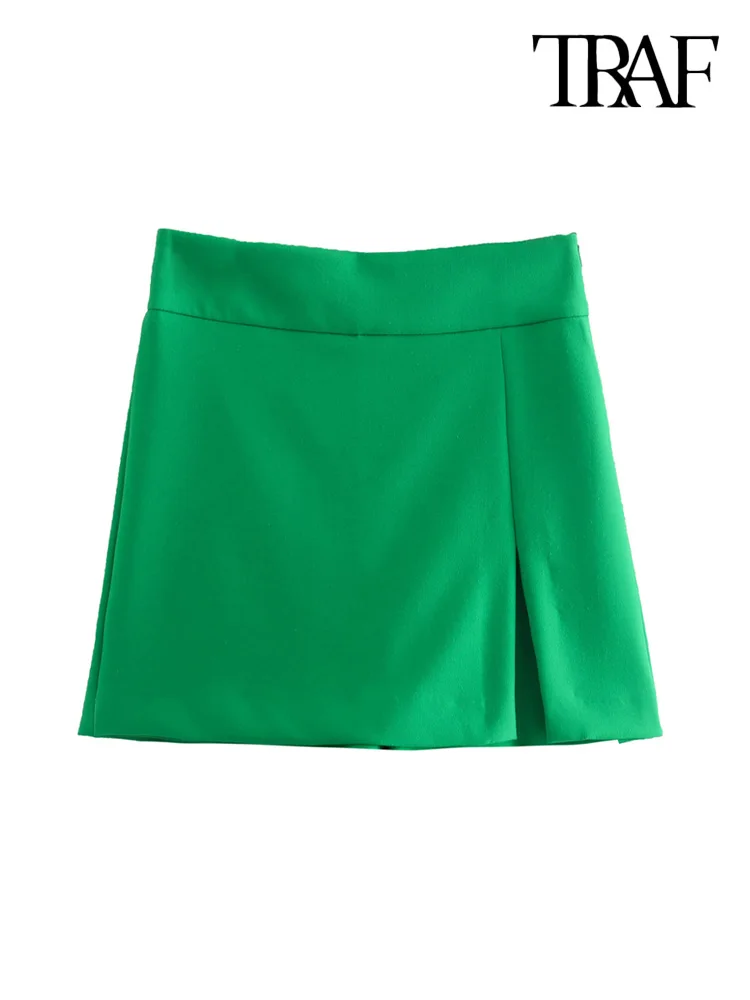 Юбка-шорты женская с завышенной талией и боковой молнией |