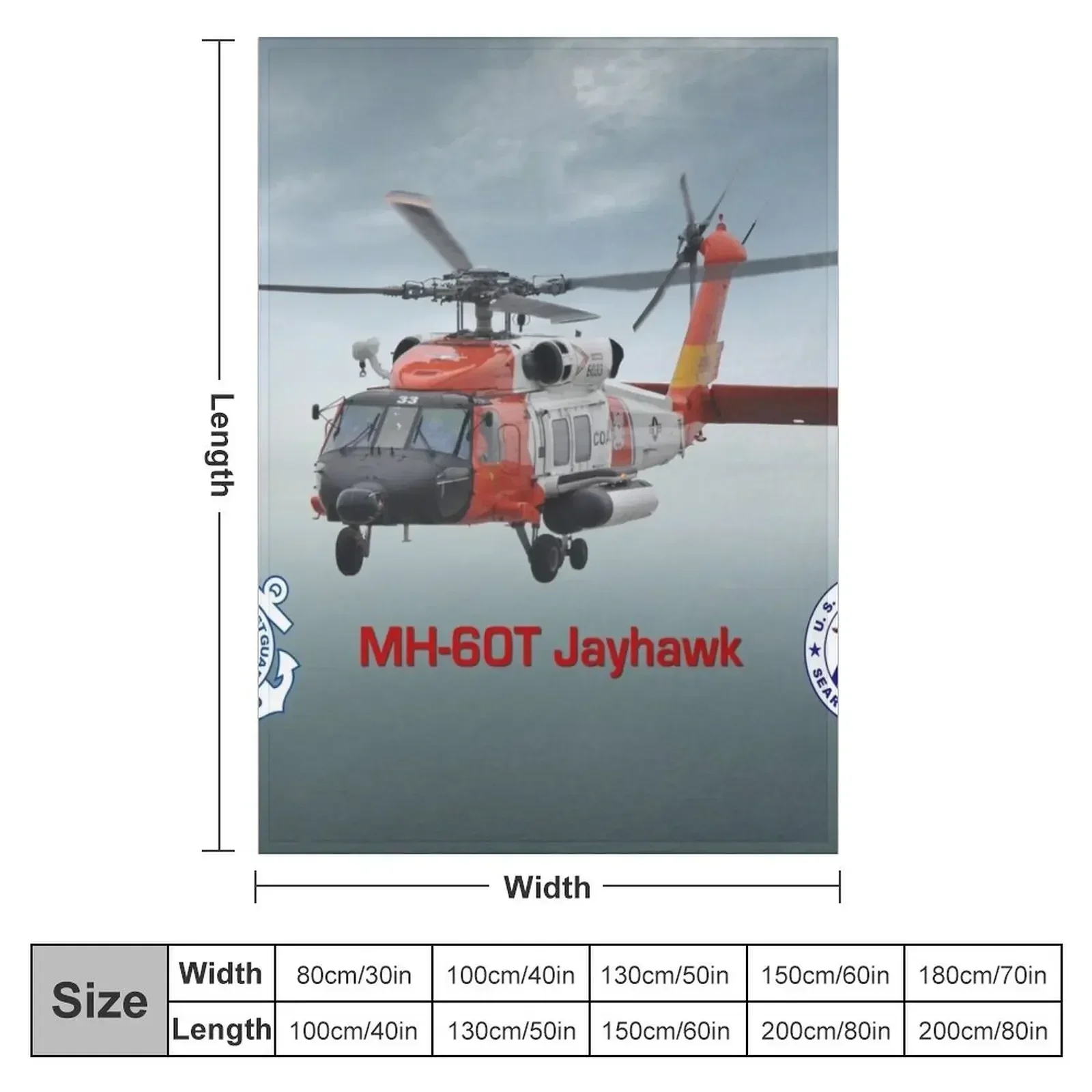Фото MH-60 Jayhawk USCG SAR Плед для кровати Плед Retros Волосатые одеяла для пикника №2