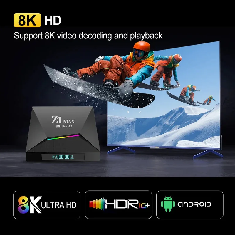 Фото android box 4g Android 15 iptv Z1 Max TV Box 4K 8K HD Allwinner H618 BT 5.0 4G 5G Dual WiFi 8 ГБ 128 ГБ Голосовой пульт дистанционного управления allwinner №2