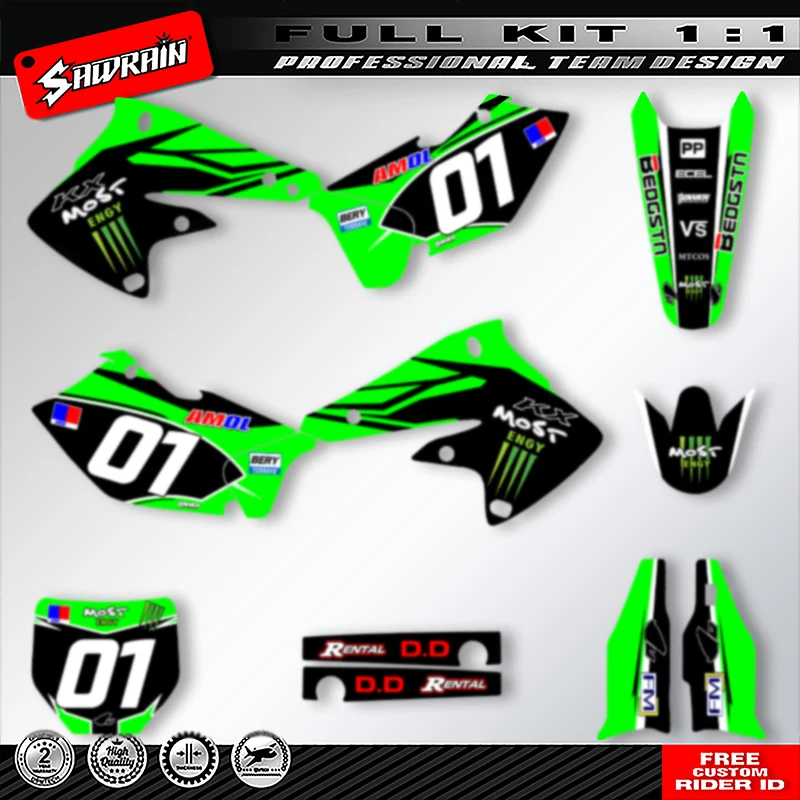 Фото Наборы наклеек с графикой мотоцикла Sawrain для KAWASAKI KXF250 2004 2005 007 №3