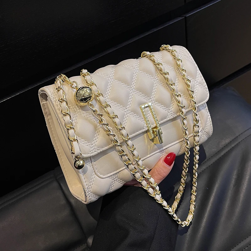 

Design Quilted PU Leather Flap Crossbody Sling Bags for Women 2022 Summer Trendy Lady Fashion Shoulder Side Bag Handbags