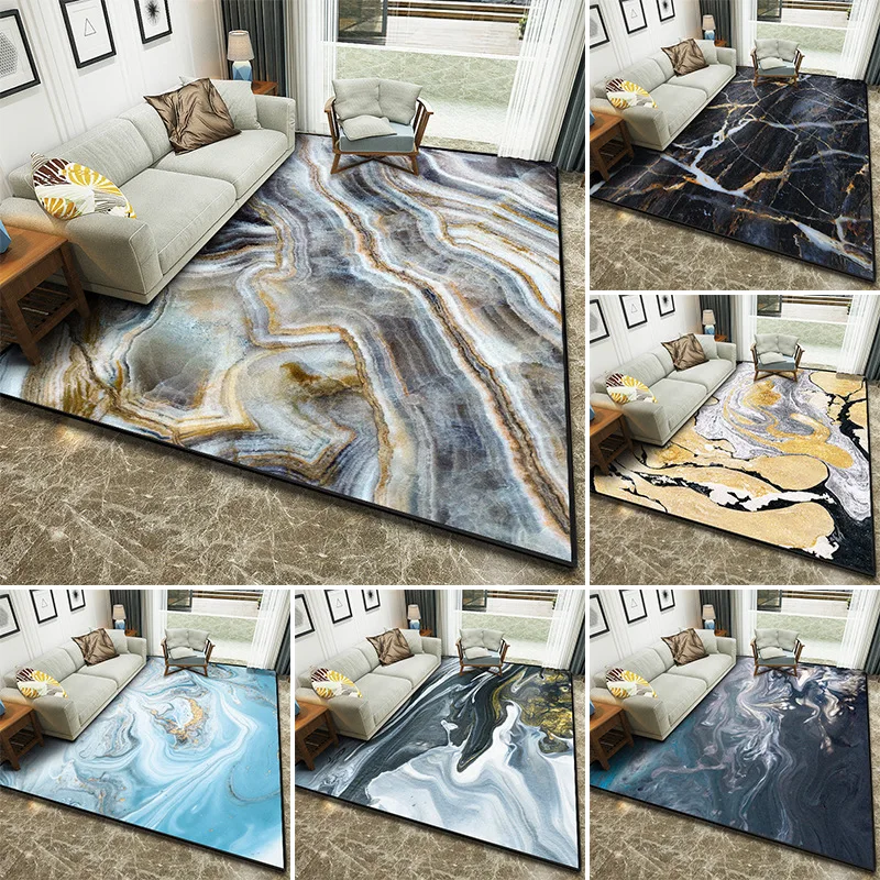 

Modern Nordic Dark Grey Rock Pattern Area Rug For Living Room Sea Water Art Carpet Hallway Rugs Bedroom Floor Mat Luxury Marble